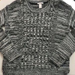 Women’s Black and Cream Knit Sweater